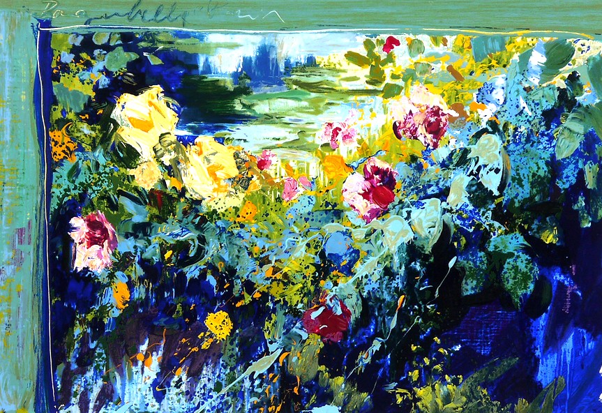 ホアキン・トレンツ・リャドの絵画作品　タイトルは、バガテルの薔薇 Flores de bagatelle